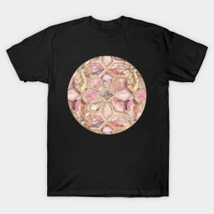 Geometric Gilded Stone Tiles in Blush Pink, Peach and Coral T-Shirt